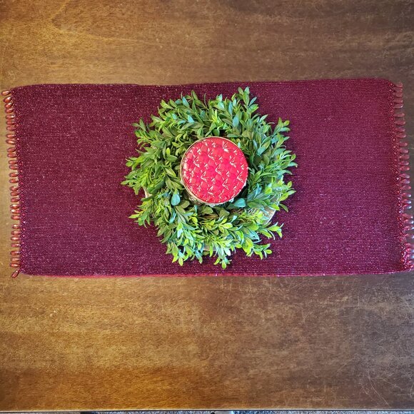 Beaded Red Table Runner - Picture 5 of 13